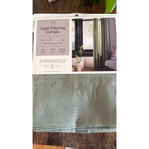 Threshold Light Filtering Curtain Green Farrah 54x84 Sage Cotton Blend 2 Panel